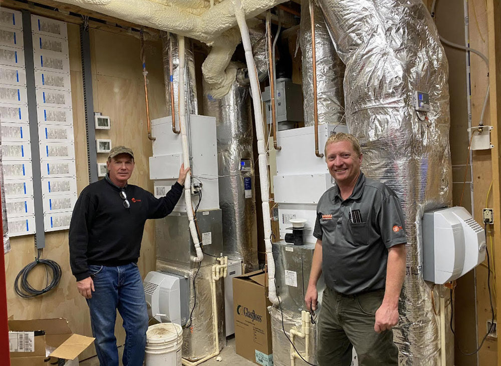 Tim Cavadini and Lance Aleckson Two high velocity A/C systems with hot water coils, air cleaners, and humidifiers.